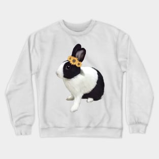 Sunflower Dutch Rabbit Girl _ Bunniesmee Crewneck Sweatshirt